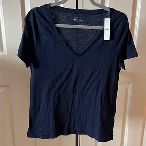J. Crew Navy V-Neck Short Sleeve Tee - Vintage Cotton